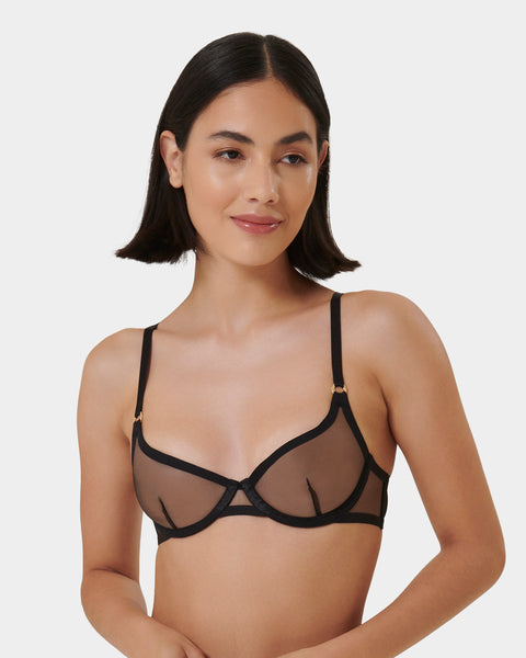 Naomi - Luxury Plunge Black Sticky Bra